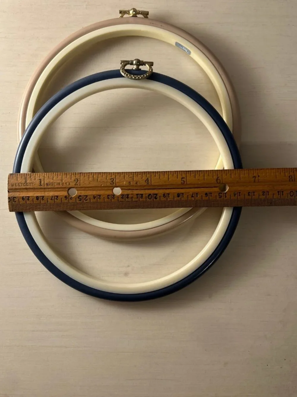 Lot of 6 White Horse Round Cross Stitch Hoops